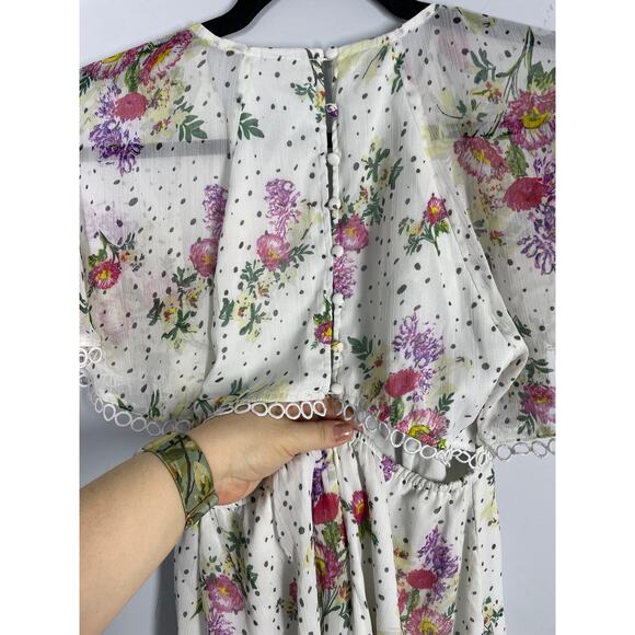 ASOS, Size 8, White Floral Dress, High-Low, Statement, Open Back, Lightweight - Picture 5 of 8